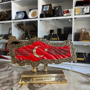 Türkiye Haritalı Türk Bayraklı Masa İsimliği
